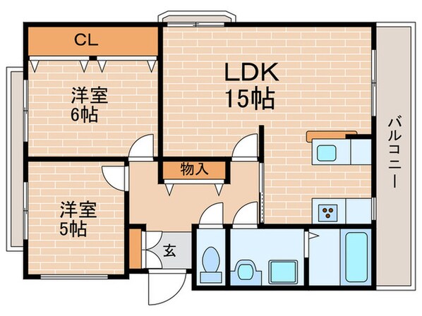 モンスフェール若松町の物件間取画像